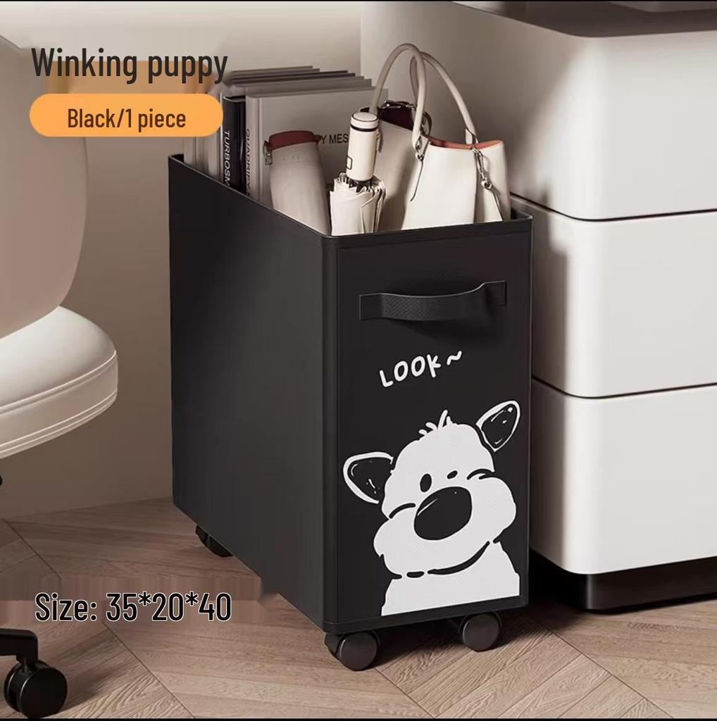 Foldable Oxford Cloth Storage Basket with Wheels - Yoga Mat & Laundry Holder for Bedroom Crevices