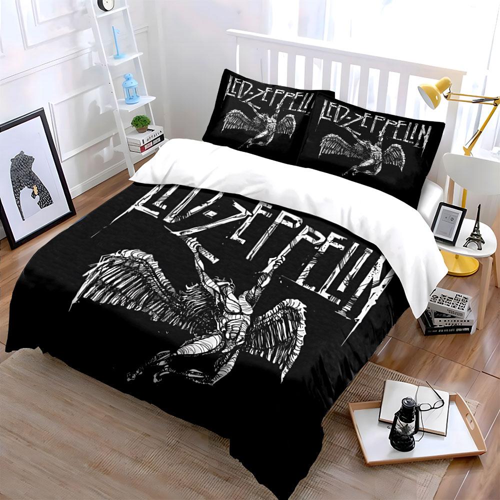 """Set Biancheria da Letto Led Zeppelin Angel" Set Copripiumino Federe  (1 * Copripiumino 2 * Federe, senza piumino)