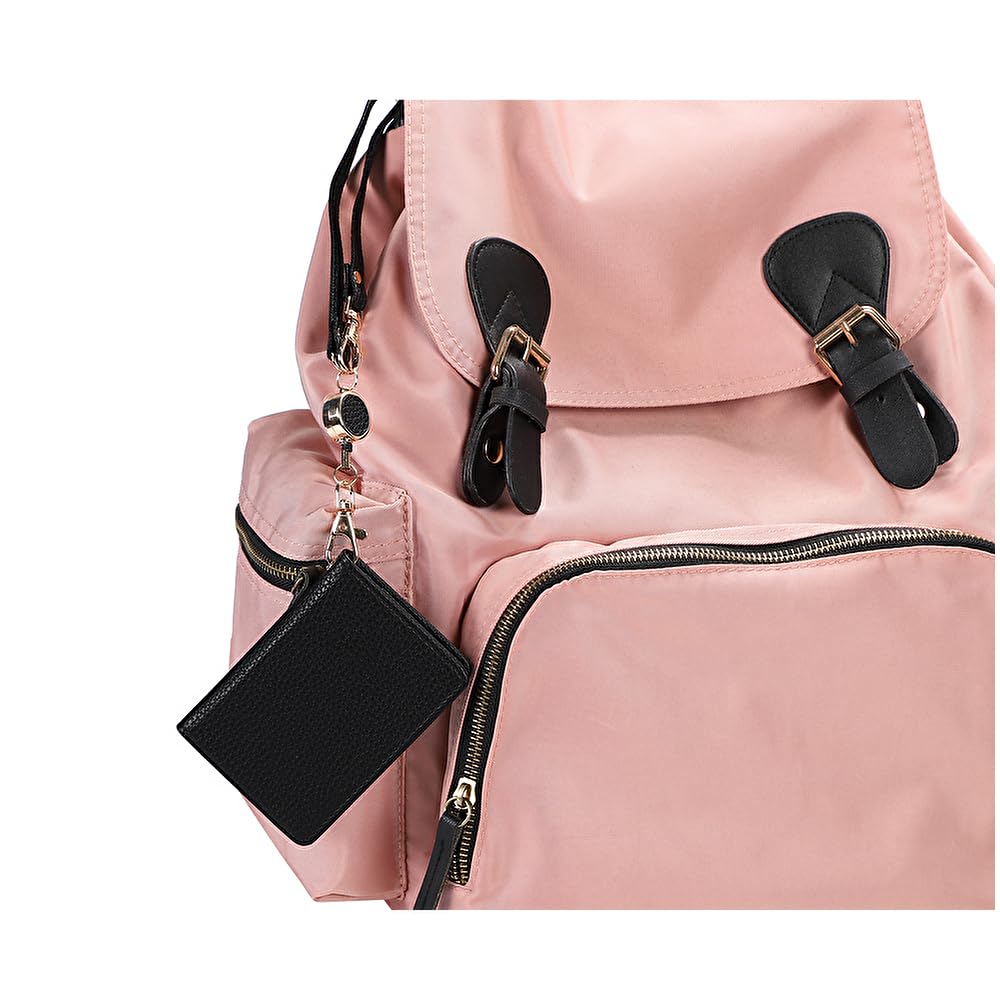 Jednokolorowy etui na karty z liściem, z linką i paskiem, Stylowe i kompaktowe, Portfel dwuskładany na karty dla mężczyzn i kobiet, Idealne do dojazdów do pracy i szkoły (Beżowy)