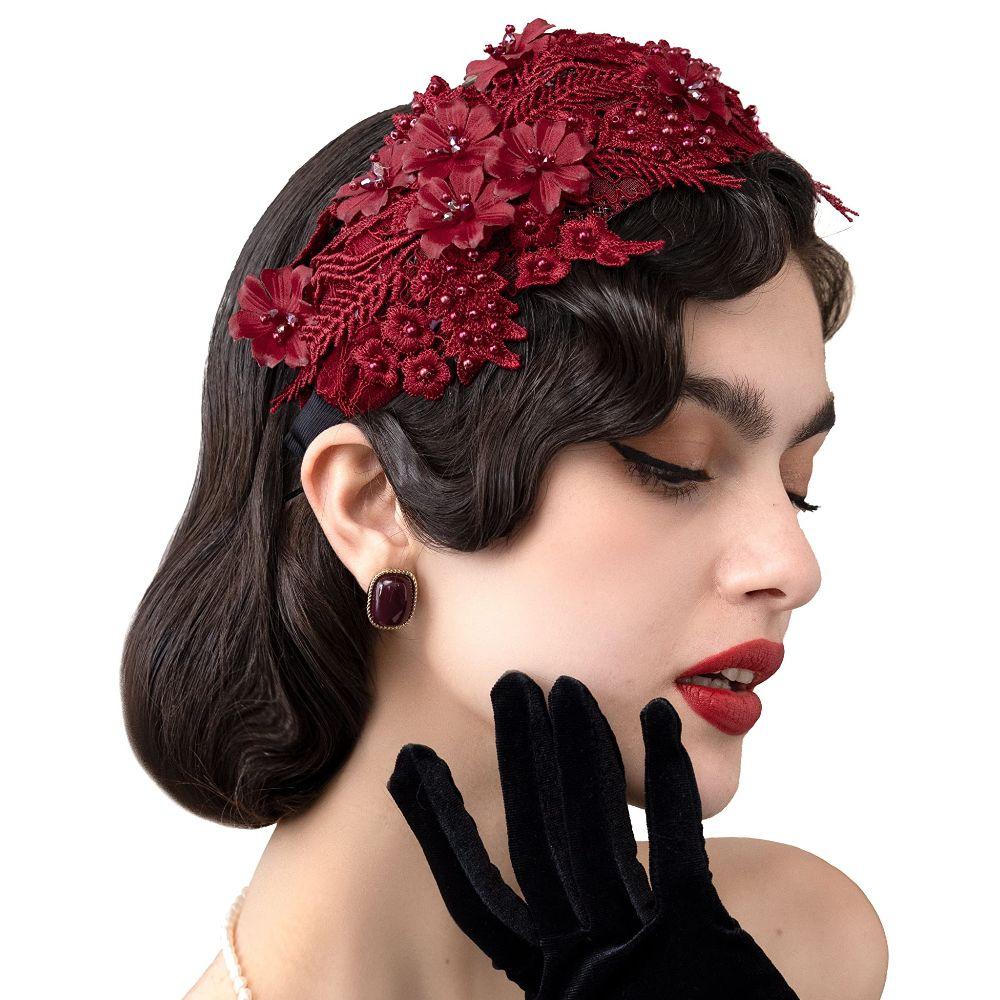 Bentiță Fascinator din dantelă pentru femei Pălărie pentru petrecerea ceaiului Mirese Bentiță voaletă cu colivie Pălării Accesorii Anii 1920 50 Pălării de biserică Articole de cap