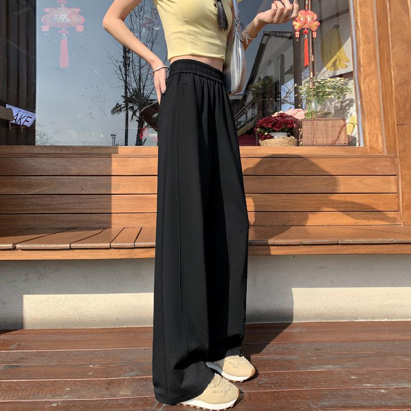 Narrow Version Straight-leg Pants for Women In Spring and Summer New High-waist Slim Sports Sweatpants Casual Pants Thin Drooping Wide-leg Pants