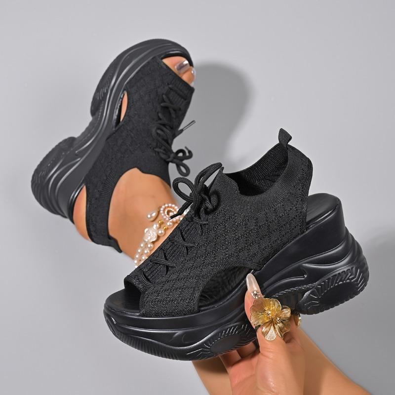 Women's Shoes 2025 Brand Lace Up Women's Sandals Explosive Style Solid Color Shoes Female Platform Sandals Chaussures Femme Ete