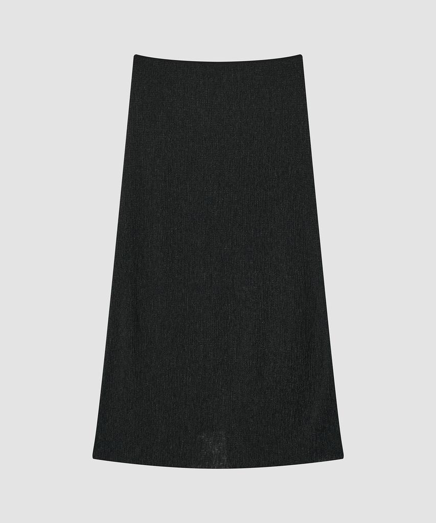 Deolil Wavy Linen Long Skirt_Black