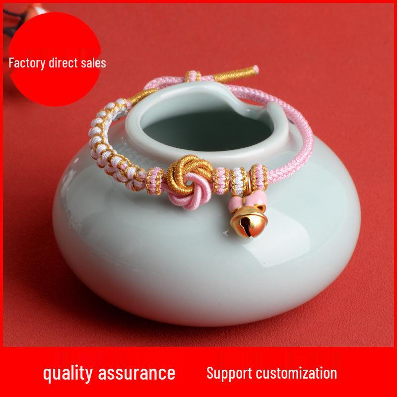 Bracciale Mandala Nodo Chang Rosa Fatto a Mano - Portafortuna Fai da Te Accessorio Gioiello con Corda Intrecciata