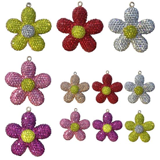 Keychain Pendant Small Flowers Shiny Rhinestone Sunflower Charm Key Chain Decorative Backpack Bag Accessories