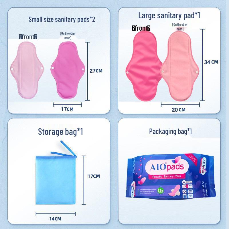Washable Pure Cotton Reusable Sanitary Napkin Liners Set