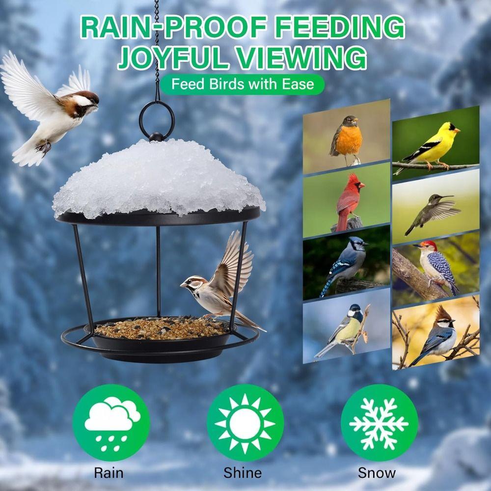 Rustproof Hanging Bird Feeder Spacious Holder Bird Water Bowl Bird Food Container  Patio