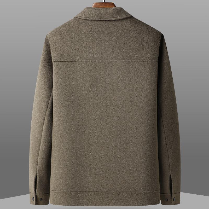 Χειμερινό Ανδρικό Χειροποίητο Διπλής Όψης Τουίντ Μπουφάν Πέτο Κάτω Αποσπώμενη Επένδυση Πυκνωμένο Μάλλινο Μπουφάν Παλτό