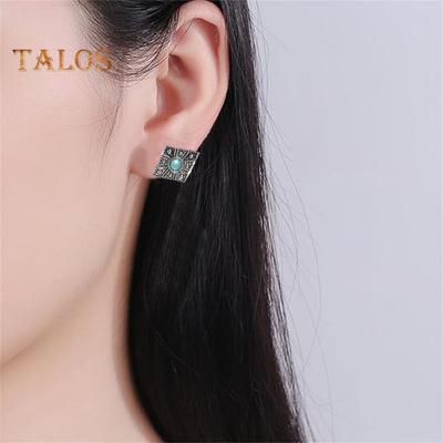 5 Pairs Vintage Earrings Set Retro Ethnic Style Hollow Out Carving Electroplated Alloy Stud Earrings for Party Dating Prom Ear Jewelry