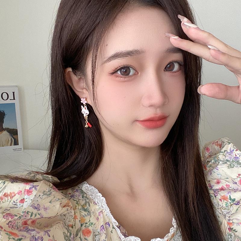 Japanische Fuchs- und Blumenquasten-Ohrringe für Frauen und Mädchen