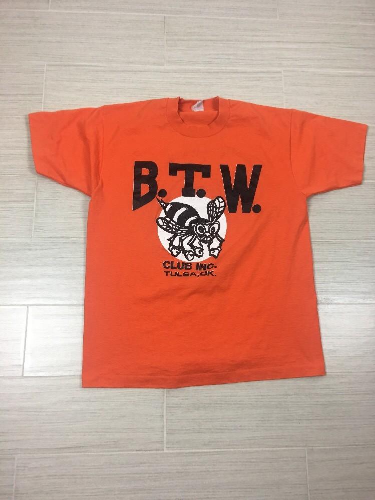 Vintage BTW Club INC Tulsa OK Tee Shirt Size Large Orange XXXXL