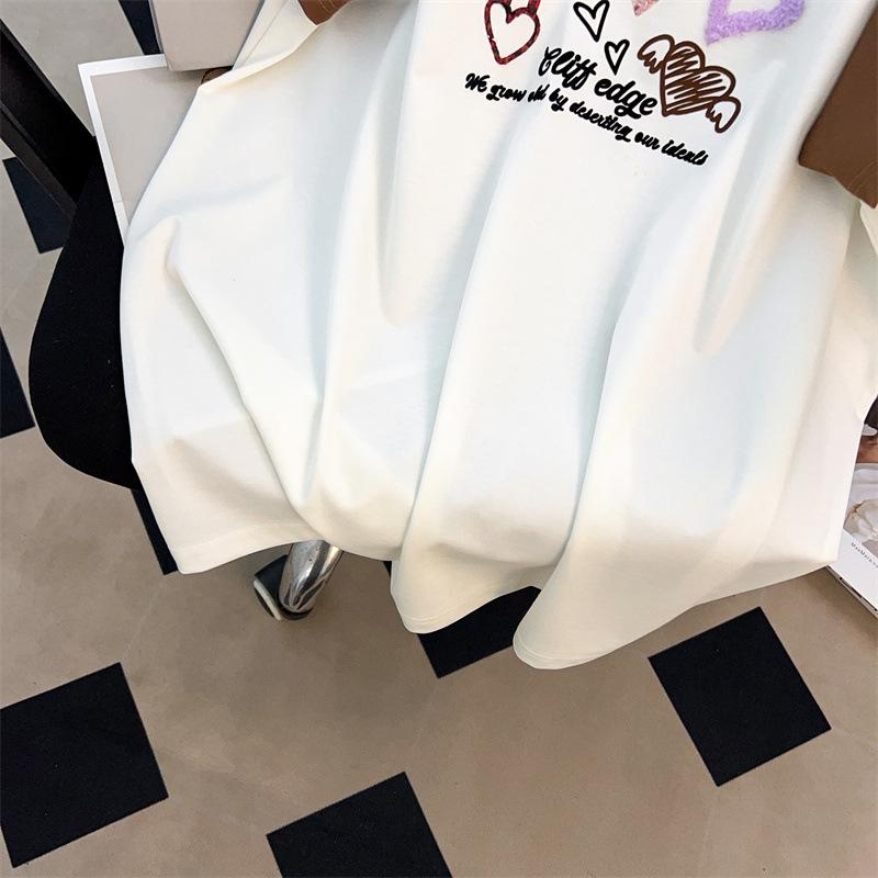 Plus Size Women's Loose Mid-Length Round Neck Short Sleeve T-Shirt (Available In 200/300/350 Jin) 1082