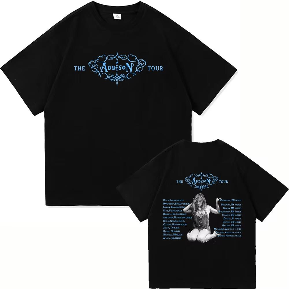 2025 The Addison Tour 2025 TShirt Addison Rae Retro UnisexWomen Clothing Retro Harajuku High Quality Clothes Vintage Cotton TShirt