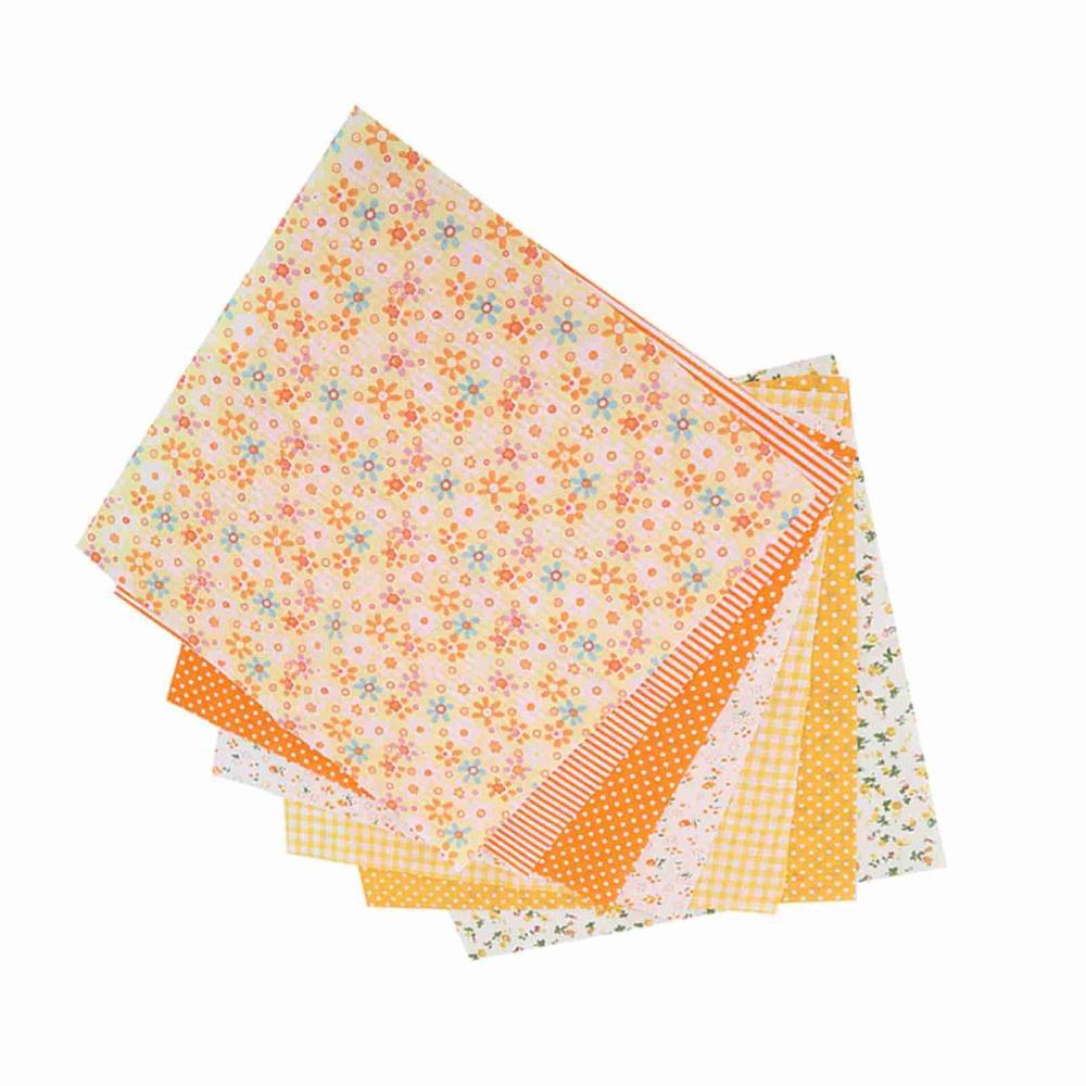 7Pcs Pure Cotton Material Fabric Bundle Plain Weave Texture Patchwork Cloth Ornament DIY
