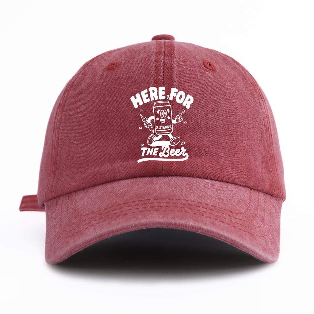1pc THE BEER Print Washed Baseball Cap for Adults,Minimalist Retro Style Casual Soft Adjustable Dad Hat,Perfect As Gift