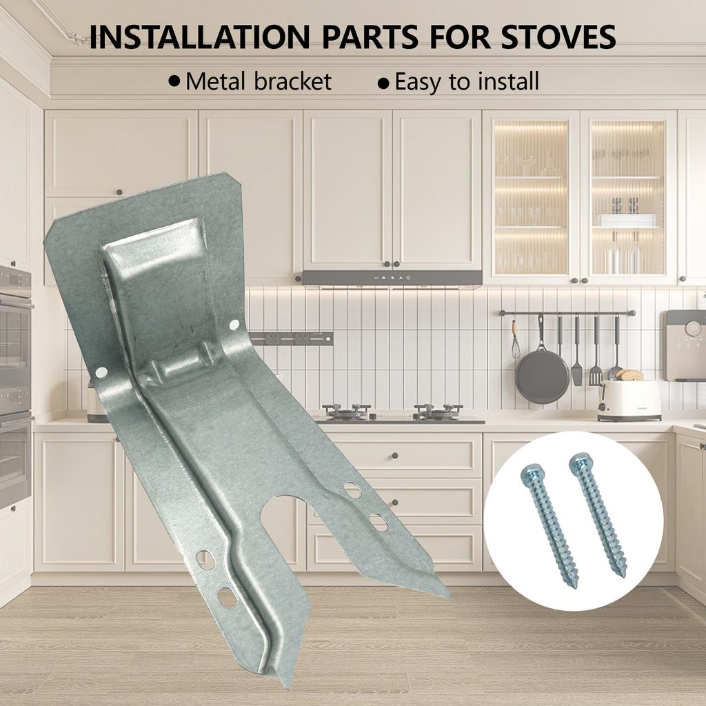 Anti Tip Range Bracket Set Cooker Anti Tip Set Kitchen Appliance Stability Rack Stove Safety Bracket Metal Texture