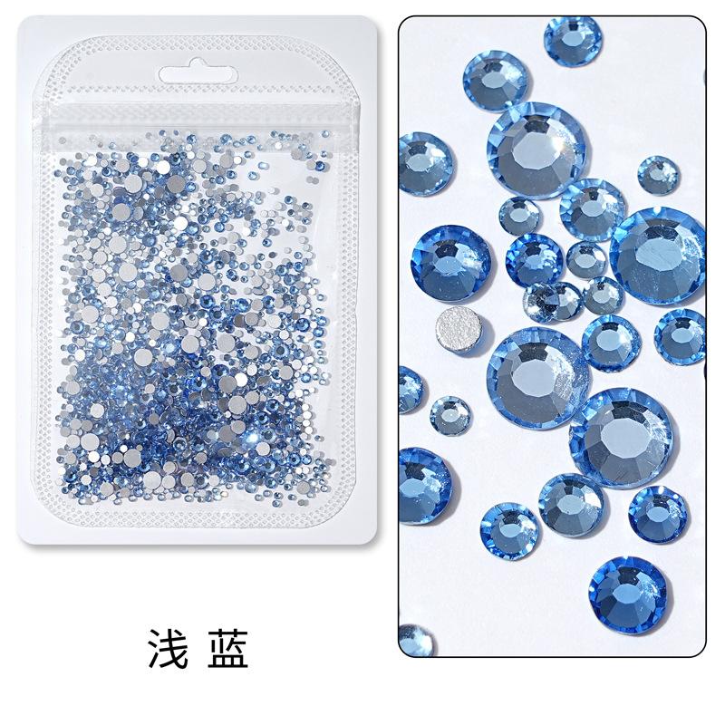 1440 buc, Un pachet întreg de manichiuri colorate, Diamante cu fund plat, Burghie din sticlă de cristal nu pot cădea de pe fund, Bijuterii cu diamante rotunde cu dimensiuni mixte.