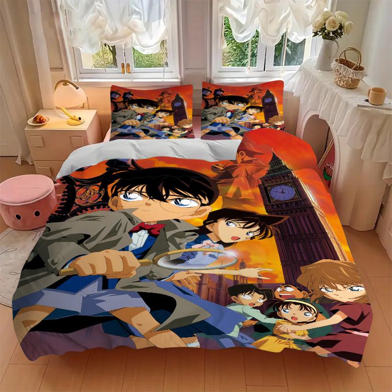 Detective Conan Mystery Print 3Pcs Bedding Setduvet Cover With 2 Bedropillowcase Home Birthday Gift
