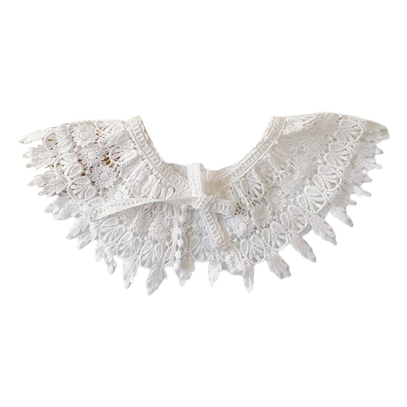 Korean Style Toddler Kids Lace Floral Bibs Cute Hollow Out False Collar Children Clothes Accessiory Pure Color Baby Girls Cotton