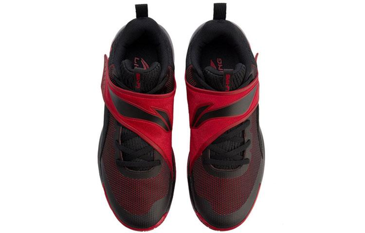 Li Ning Yushuai Non slip Lightweight Mid top Basketball Shoes Men's Black Red ABPN015-5