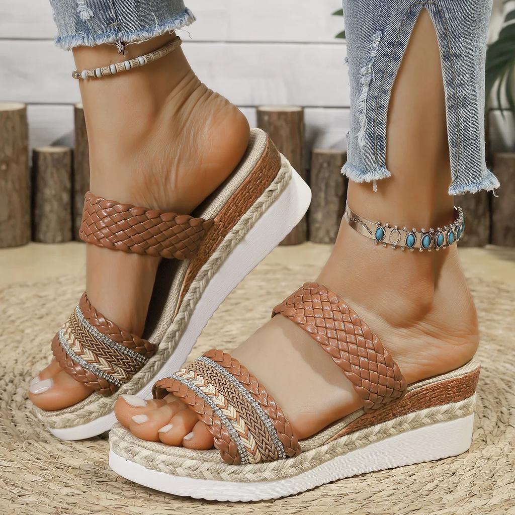 Women Slippers Summer Wedges Shoes Woman 2025 New High Heels Sandals Platform Slippers Outdoor Sandals Slides Women