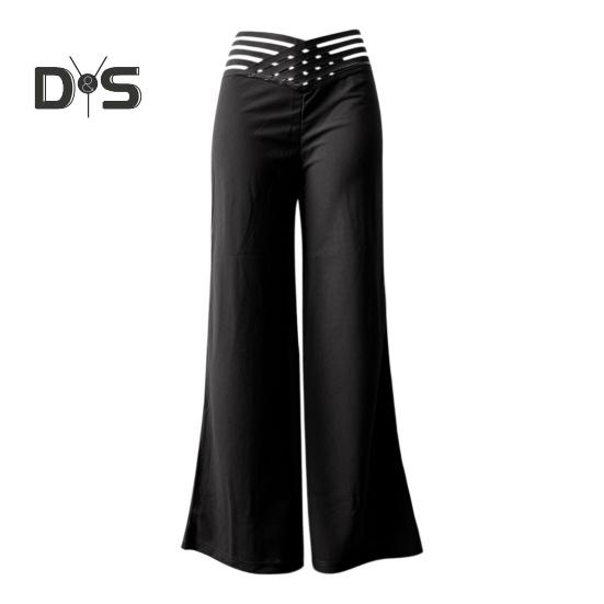 Women Wide Leg Pants High Waist Hollow Cross Waistband Slightly Flared Trousers Solid Color Casual Long Pants Streetwear
