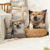 Lustiger Niedlicher Shiba Inu Kissenbezug Natürliche Leinen Bio-Stoff Doppelseitiger Druck Sofa Heimdekor Geschenk Kissenhülle