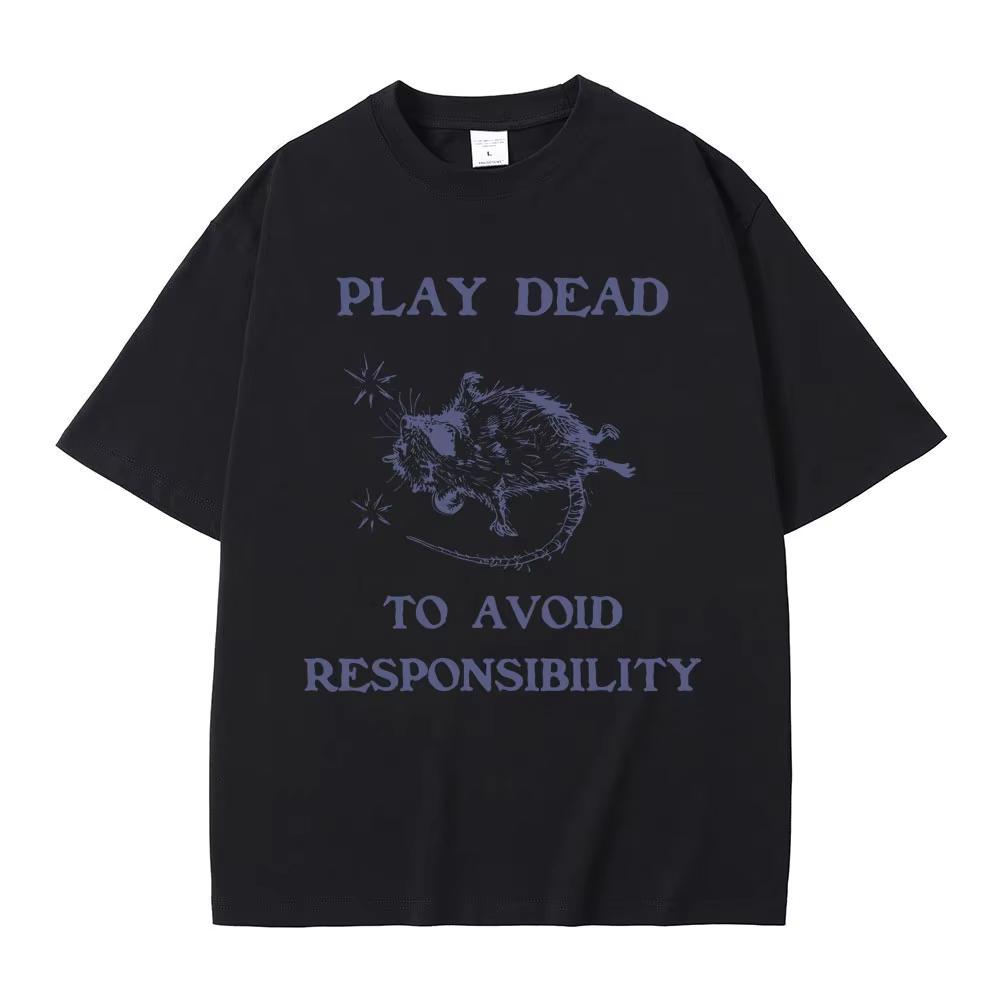 Funny Tshirt Featuring A Mouse Pretending To Be Dead To Avoid Responsibility A Casual and Retrostyle Tshirt for WomenY2K S