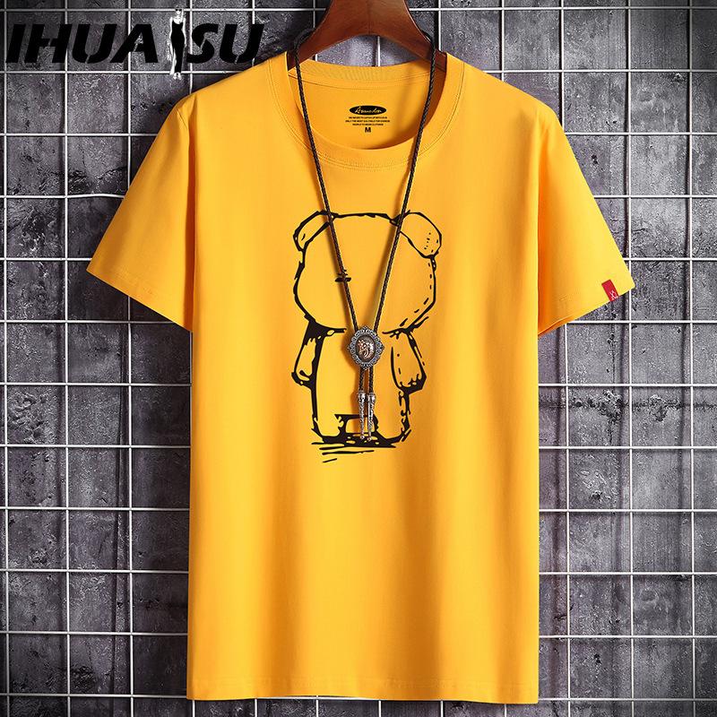 IHUASU Kurzarm-T-Shirt aus Baumwolle für Herren, modisch, lockeres Halbarmhemd, bedrucktes mitfühlendes Hemd