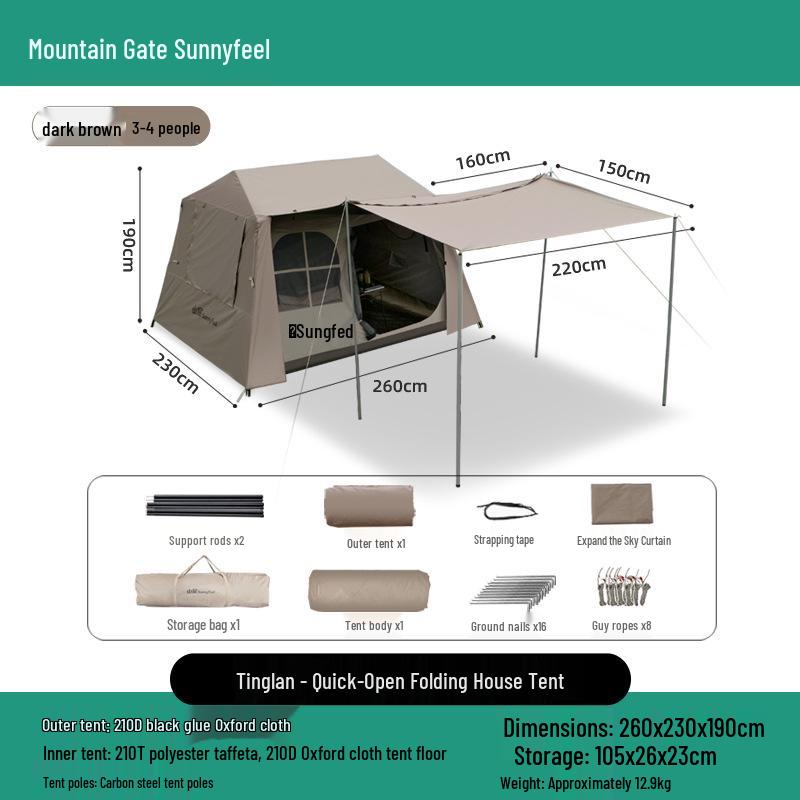 Mountain Door Ridge 13 Quick Open Tent: 2-in-1 Canopy with Black Sun Protection for Camping