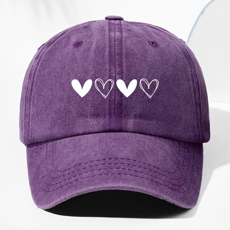 Unisex retro baseball cap with heart-shaped pattern for outdoor sun protection, suitable for truck drivers all year round.