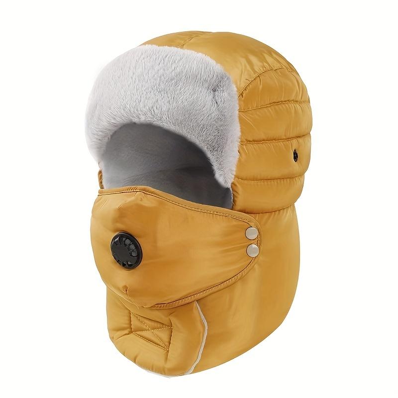 

Зимняя холодостойкая шапка-бомбер с очками унисекс, однотонные шапки-авиаторы, толстая флисовая шапка-ловушка для женщин и мужчин One Size Fits All жёлтый