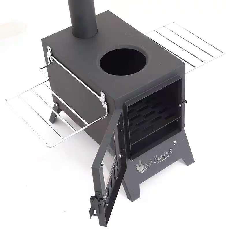 Compact Multi-Functional Wood Camping Stove: Portable, Foldable with Chimney, Ideal for Outdoor Heating & Barbecue