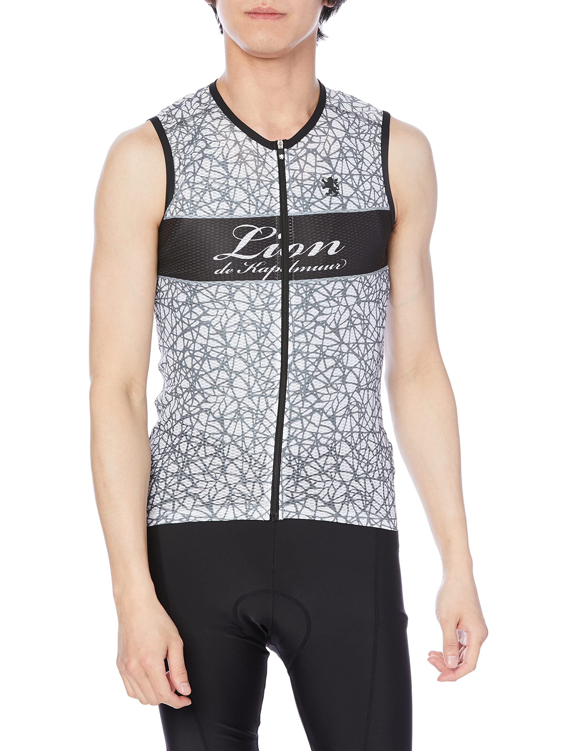 

Lion de Capelmuur Sleeveless Indoor Cycling Stretch Size L Jersey, Moisture-Wicking, Quick-Drying, Italian-Made 2-Way Fabric, Black, чёрный