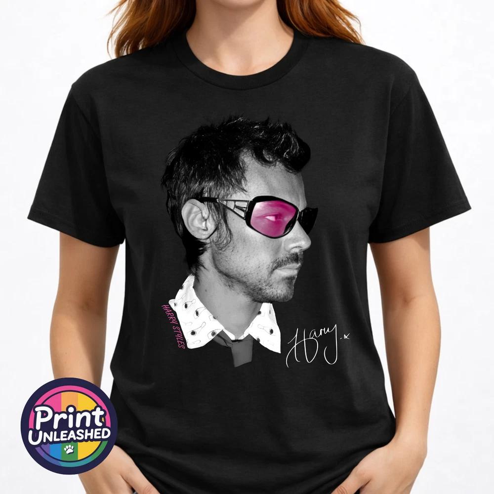 Harry Styles TShirt Harry Image Printed Signature Tee Unisex Black S3XL M
