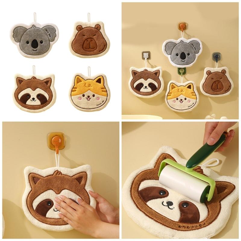 Animal Themed Kids Hand Towels Soft Absorbent Polyester Quick Drying for Kitchen and Bathroom