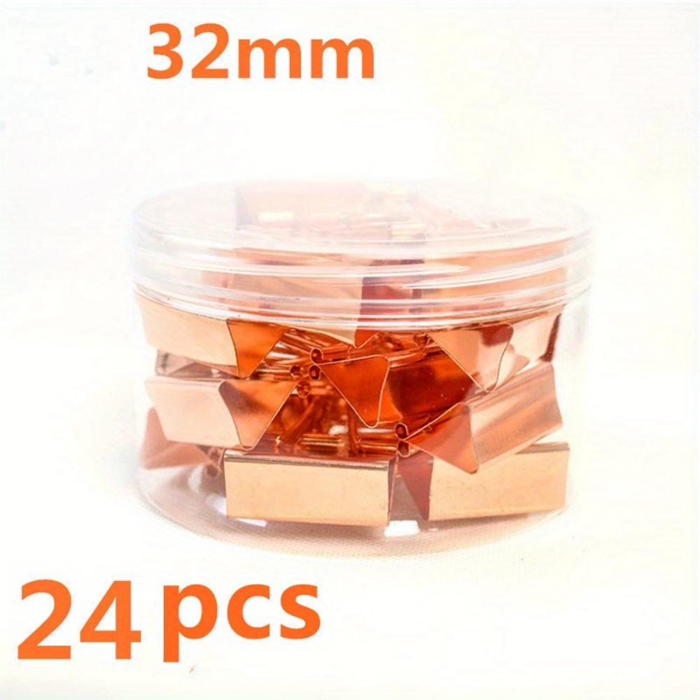 1PACK/24 Binders, Paper Clips Reusable Rose Gold Swallow Tail Clips