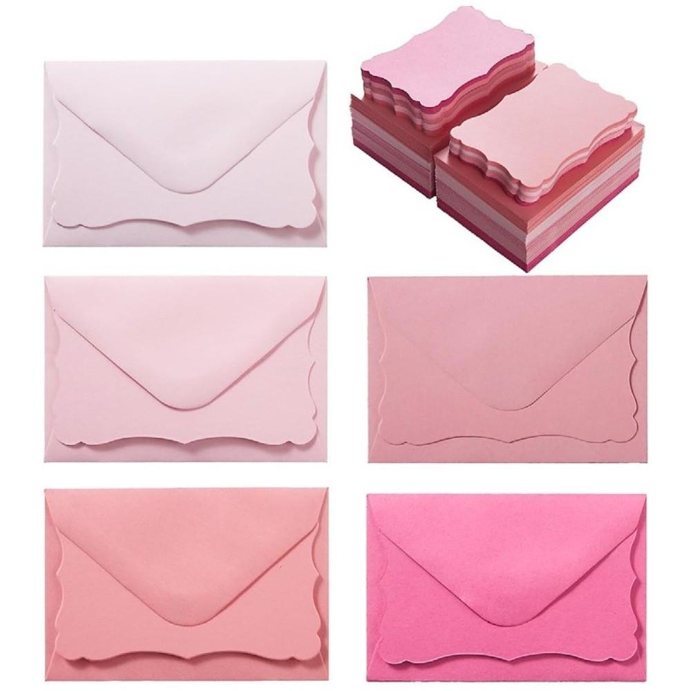 50Pcs With Envelope Greeting Card Wave Edge Invitation Cards Envelope Mini Gift Card Party Use
