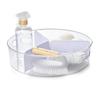 Clear Lazy Susan Turntable with Removable Dividers Storage Solution Kitchen Bathroom Laundry Room Organization Easy Carry Handle
