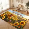 Floral Garden Theme Soft Crystal Velvet Rug Custom Name & Text Print Non Slip Floor Rug for Bedroom Living Room