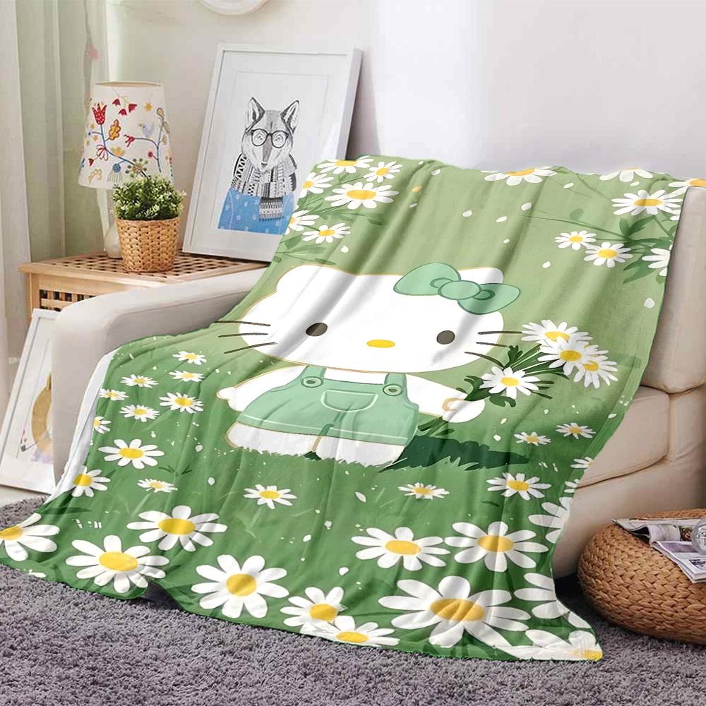 

1pc Hello Kitty blanket Lightweight Flannel Throw for Sofa Bed Travel Camping Livingroom Office Couch Chair 80cmx120cm