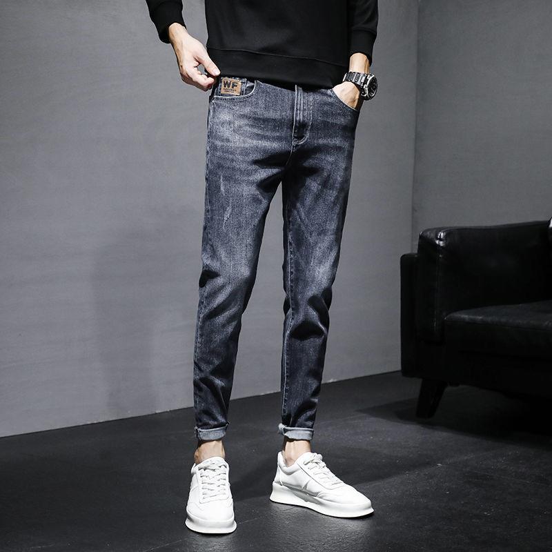 

Jeans Men s Tide Korean Version of the Tide of Spring and Autumn Flow Slim Small Feet New Summer Thin Section Long Trousers Men s Black Jeans 28 синий