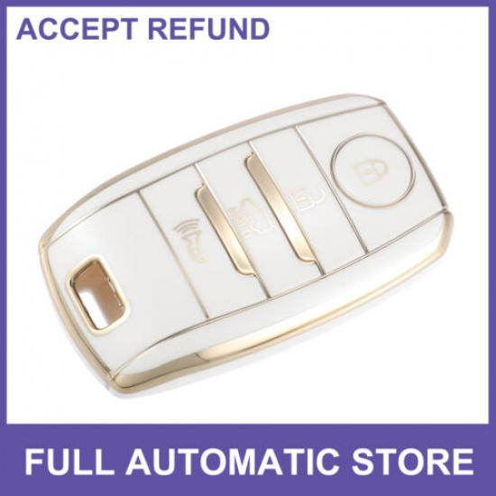 Key Fob Cover Single for Kia Forte for Kia Forte Koup White Gold Tone