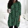 Women's  Casual 3/4 Sleeve Shirts Fashion St Patrick's Print Tunic Tops With Pockets