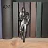 Medieval Knight Statue Bookshelf Decor, Armored Statue, Unique Gothic Library Figurine for Small Metallic Sculpture Book Lovers, Fantasy Home & Office