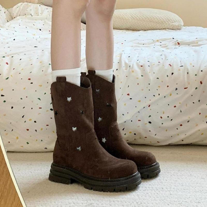 Boots Women's  New Summer Hollow Mid-tube Tooling Breathable Thin Western Cowboy