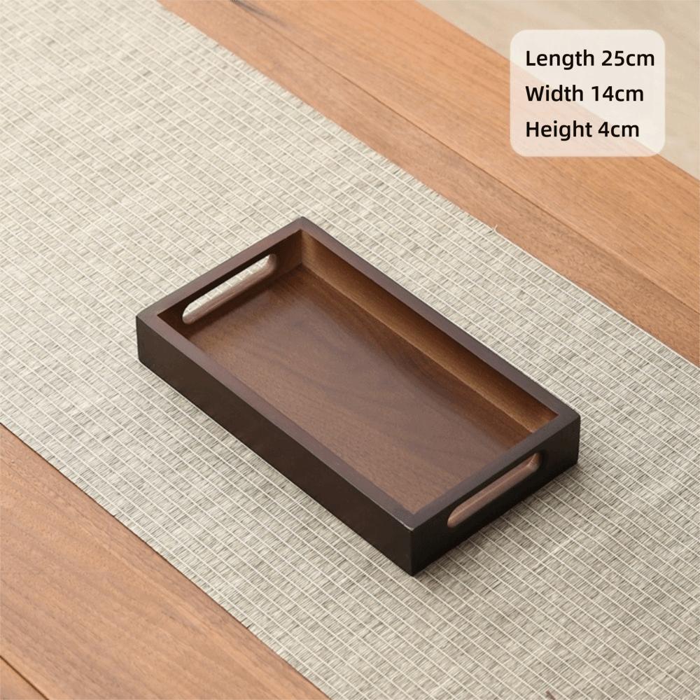 

Walnut Color Bamboo Wooden Tray With Handle Serving Tray Decorate Tray Food Storage Trays Bathroom 25x14x4cm