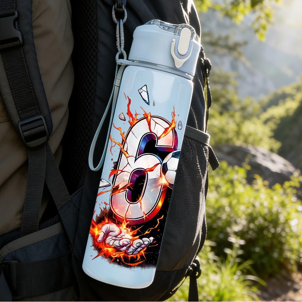 1PC Abstract Number Sixty Seven Art 750ml Color Plastic Sports Water Bottle Leakproof Flip Straw Lid Suitable for Sports Office Home Use