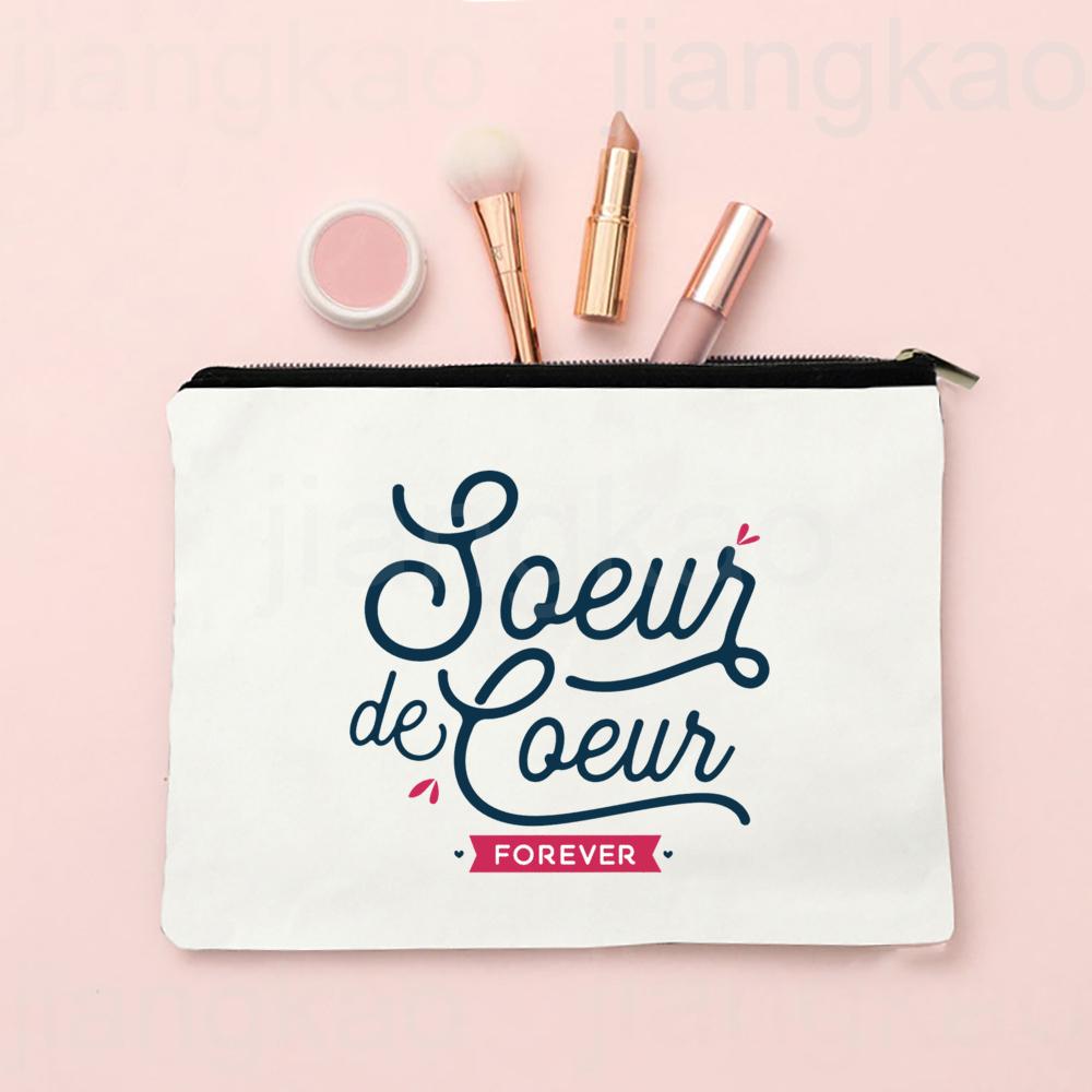 I Am an Almost Perfect Sister French Print Makeup Bag Zipper Cosmetic Case Travel Neceser Toiletry Storage Bags Gift for Sisters