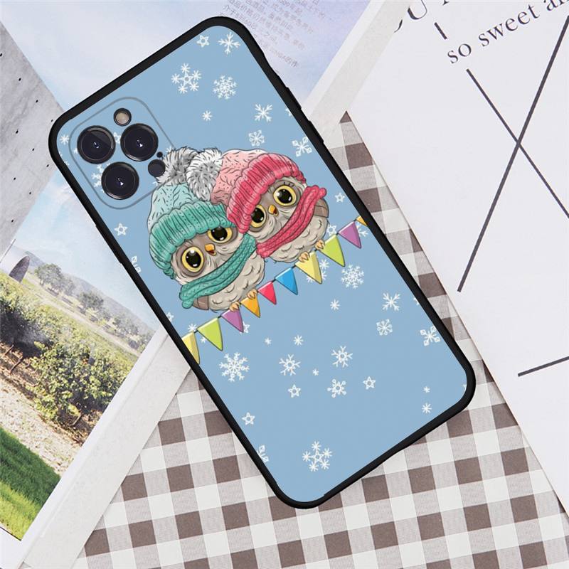 Animal Cute Cartoon Owl Phone Case For iPhone 6 7 8 Plus 11 12 13 14 Pro SE 2020 MAX Mini X XS XR Back Funda Cover